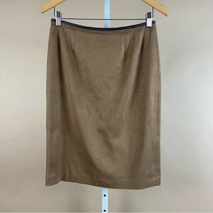 Vintage Casual Corner Size 6 Stretch Suede Pencil Skirt Faux Leather Trim